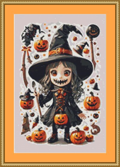 Girl Witch Cross Stitch Pattern