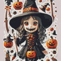 Girl Witch Cross Stitch Pattern - Thumbnail 1