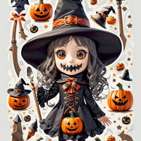 Girl Witch Cross Stitch Pattern - Thumbnail 2