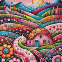 Fantasy Landscape Cross Stitch Pattern - Thumbnail 1