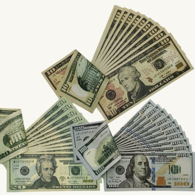 Prop dollar 250 Pieces X $100 + $20 + $10  Play Money Double sided / Full print fake bills for education,video,film set