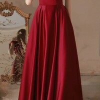 Wine Red Off The Shoulder Luxury Evening Gown - Thumbnail 3