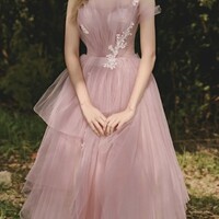 Beautiful French Style Off Shoulder Tulle Women's Evening Party Dress  - Thumbnail 3