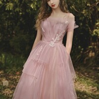 Beautiful French Style Off Shoulder Tulle Women's Evening Party Dress  - Thumbnail 4