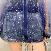 Starry sky sun protection thin shirt ice silk summer breathable short jacket - Thumbnail 2
