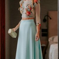 Eleghant Two Pieces Handmade Flowers Mother of Bride and Groom Dress Evening Dress,1744 - Thumbnail 1