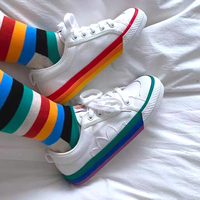 Rainbow Sneakers Canvas Shoes - Thumbnail 3