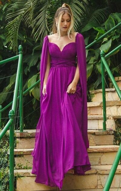 Simple Purple Chiffon Prom Dress Graduation Gown Party Dress 