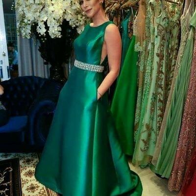 Simple green prom dress formal gown party dress  - Thumbnail 2