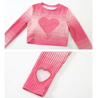 2pcs Pink Heart Long Sleeve Swimwear Set - Thumbnail 5