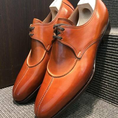 Classic men's hand stitch brown split toe genuine leather lace up shoes