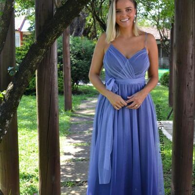 Simple blue prom dress formal gown party dress  - Thumbnail 1