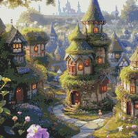 Fairytale Village Cross Stitch Pattern - Thumbnail 1