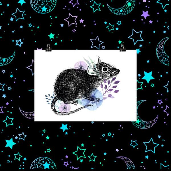 Floral Mouse Poster