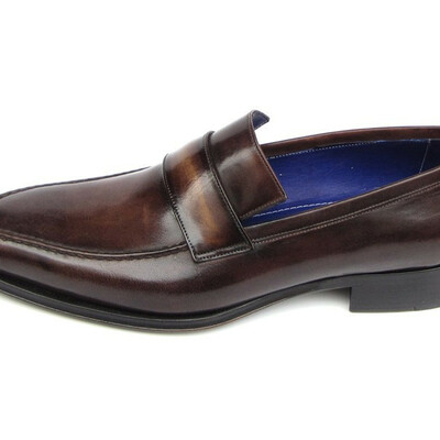 Men's brown casual penny loafer moccasins black sole magnificent leather shoes