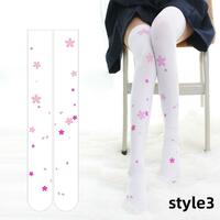 Free shipping Printed stockings thin cute anime over-the-knee long white velvet socks - Thumbnail 3