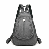 Casual Weave Vertical Zipper Multi-functional Satchel Bags Casual Daypack Work PU Leather Women's Backpack - Thumbnail 2
