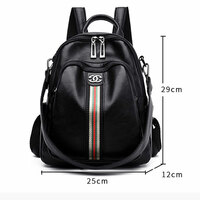 Casual Multipurpose Stripe Satchel Bags Daypack Nurse Bag Work Soft PU Leather College Women's Backpack - Thumbnail 8