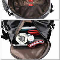 Casual Multipurpose Stripe Satchel Bags Daypack Nurse Bag Work Soft PU Leather College Women's Backpack - Thumbnail 2