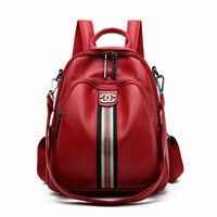 Casual Multipurpose Stripe Satchel Bags Daypack Nurse Bag Work Soft PU Leather College Women's Backpack - Thumbnail 9