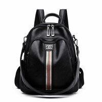 Casual Multipurpose Stripe Satchel Bags Daypack Nurse Bag Work Soft PU Leather College Women's Backpack - Thumbnail 1