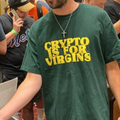 Crypto is for virgins t shirt in green