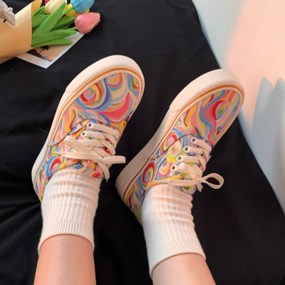 *free shipping*rainbow painting sneakers