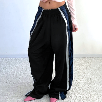 Y2k contrast side seam wide leg pants