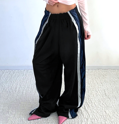 Y2K CONTRAST SIDE SEAM WIDE LEG PANTS