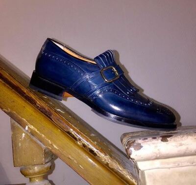 Handmade Blue color leather shoes, men shoes
