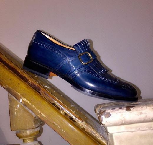 Handmade Blue color leather shoes, men shoes