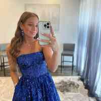 Sequins Strapless Royal Blue Long Formal Dress with Pockets,1755 - Thumbnail 2