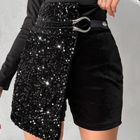 Temperament Bead Velvet Black Shorts - Thumbnail 3