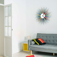 Medusa rainbow - contemporary multicolor wooden wall clock with sunburst shape, a piece of wall art - Thumbnail 5