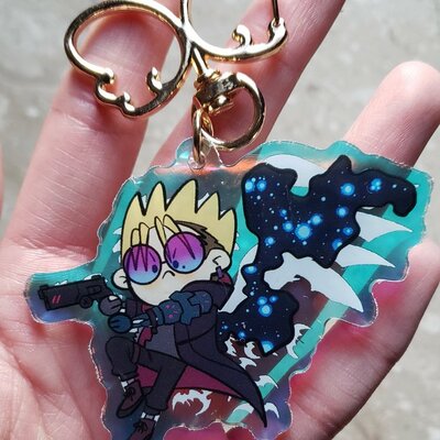 [in stock] vash and knives episode 12 double-sided fight rainbow holo acrylic charm