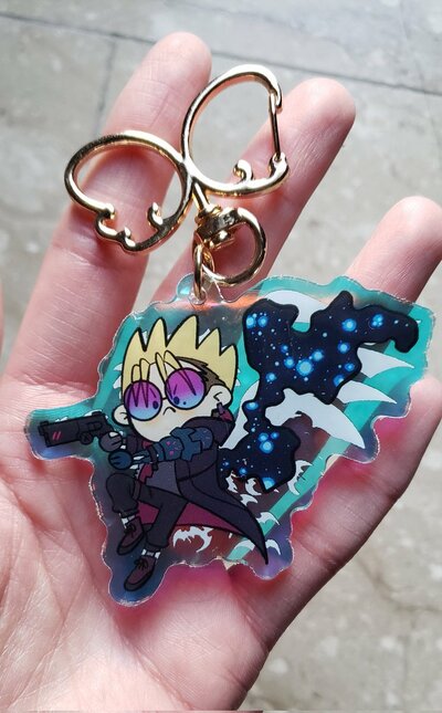 [IN STOCK] Vash and Knives Episode 12 Double-sided Fight Rainbow Holo Acrylic Charm