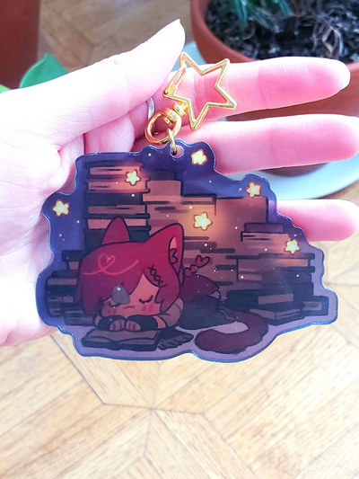 [IN STOCK] 9 cm Sleepy Library Graha Tia FFXIV Double-sided Transparent Background Acrylic Charm