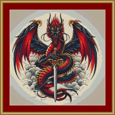 Dragon sword cross stitch pattern - Thumbnail 4