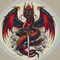 Dragon Sword Cross Stitch Pattern - Thumbnail 1