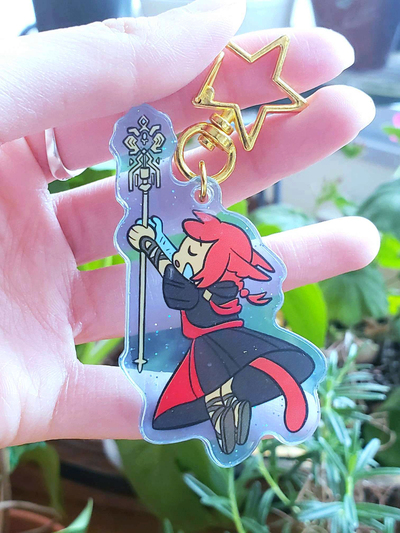 [IN STOCK] 7 cm Magic Graha Tia FFXIV Double-sided Transparent Glitter Background Acrylic Charm
