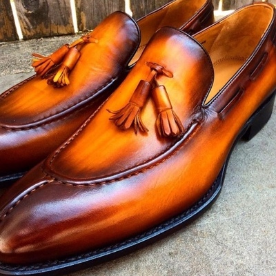 Mens two tone splitoe handmade loafers tassels moccasin shoes - Thumbnail 2