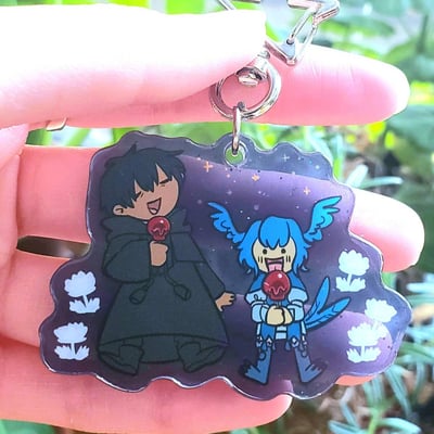 [in stock] 6 cm candied apples h/ermes meteion ffxiv double-sided transparent glitter background acrylic charm