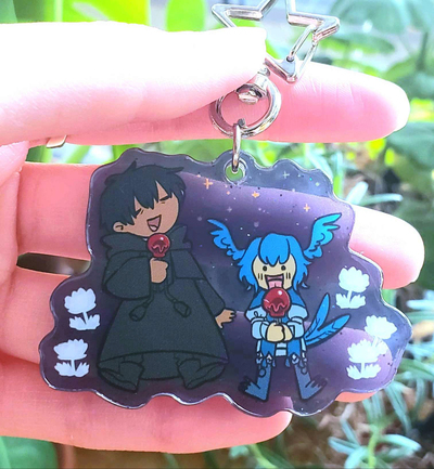 [IN STOCK] 6 cm Candied Apples H/ermes Meteion FFXIV Double-sided Transparent Glitter Background Acrylic Charm