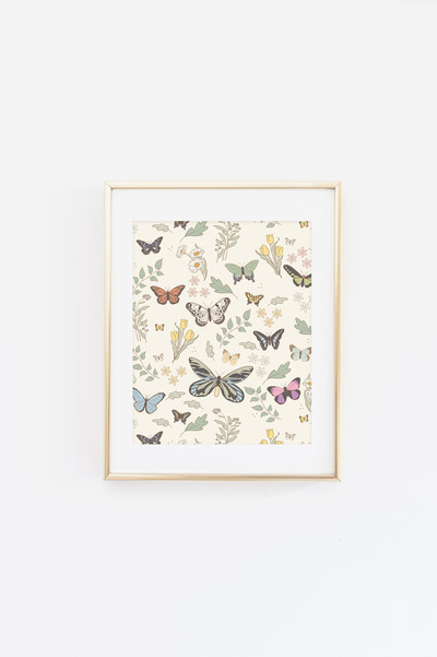 Patterned Catching Butterflies 3 Print