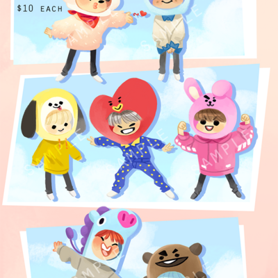 [in stock] bts / bt21 costume double-sided acrylic charm