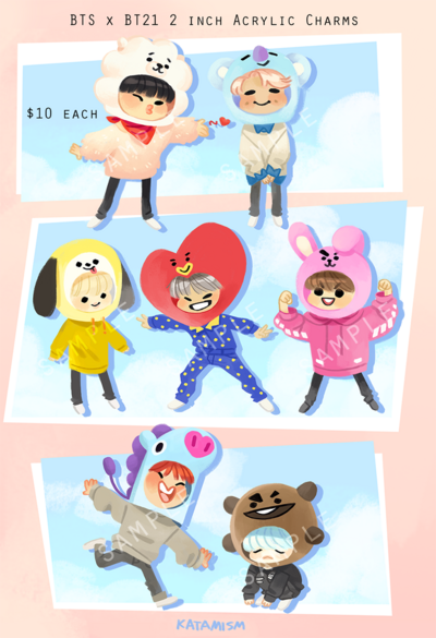[IN STOCK] BTS / BT21 Costume Double-sided Acrylic Charm
