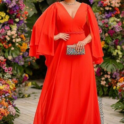 Simple plus size red prom dress formal gown party dress  - Thumbnail 3