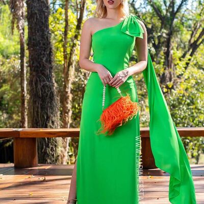 Simple green one shoulder prom dress formal gown party dress 