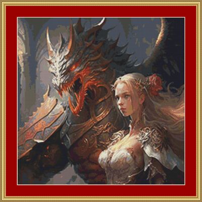 Dragon princess cross stitch pattern - Thumbnail 3