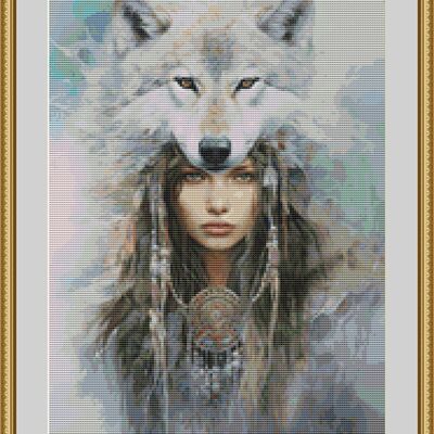 Wolf girl cross stitch pattern - Thumbnail 2